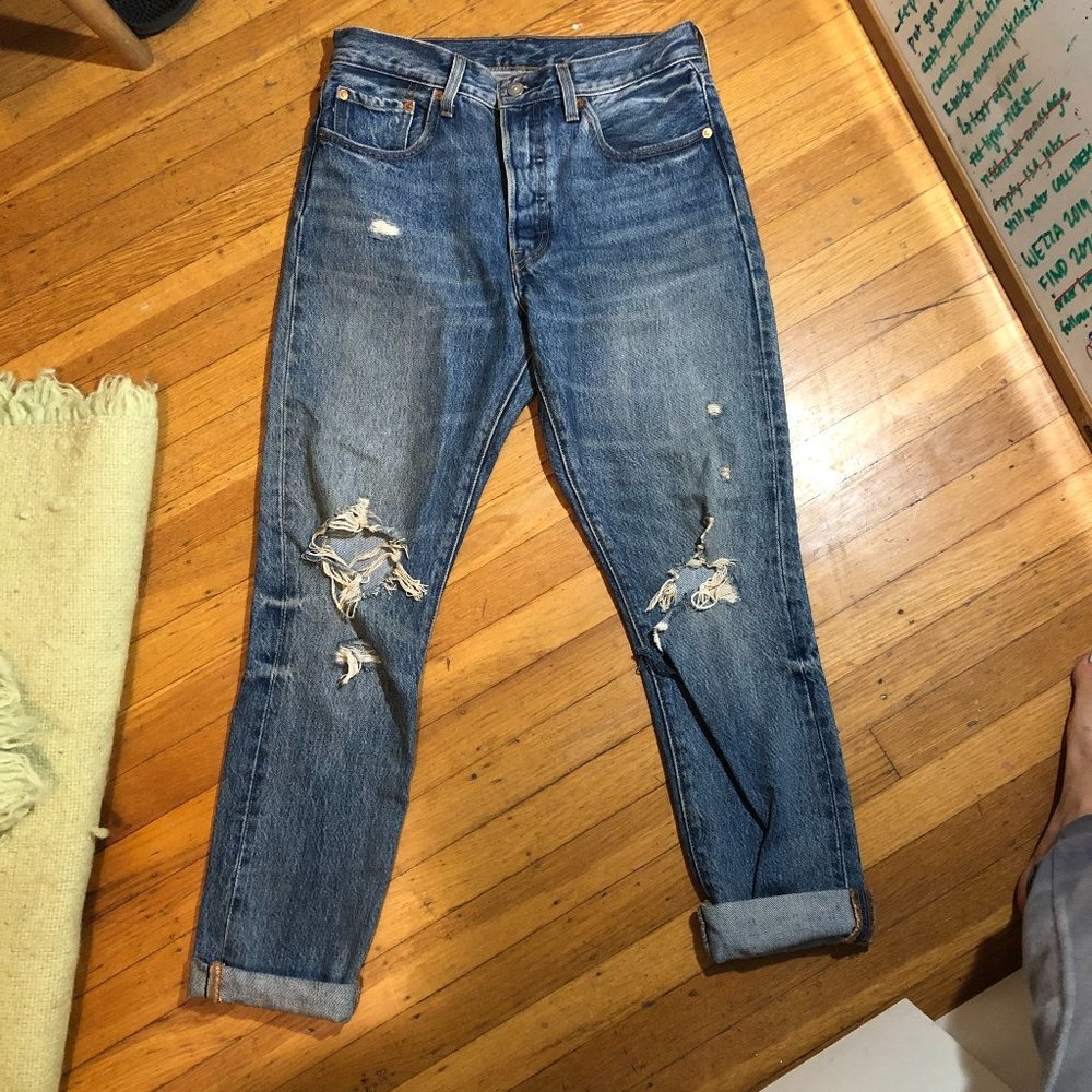 Levis Original 501 Distressed Denim Jeans W27 L30